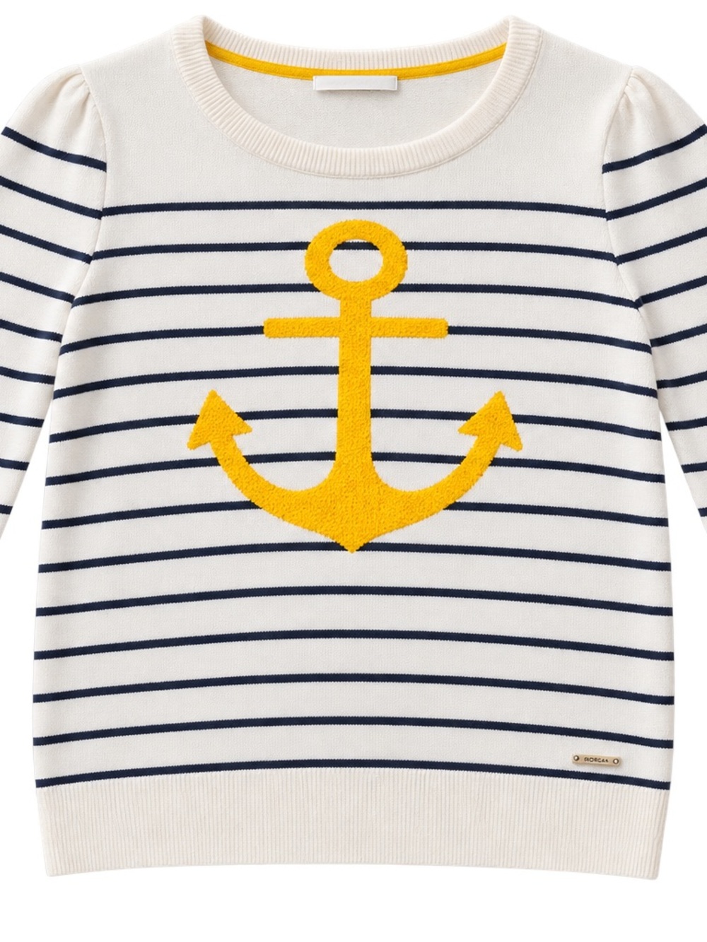 Nautica Striped Sweater with Yellow Anchor